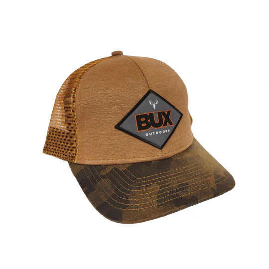 Bux Diamond Deer Logo Hat - Camo Bill/Burnt Orange