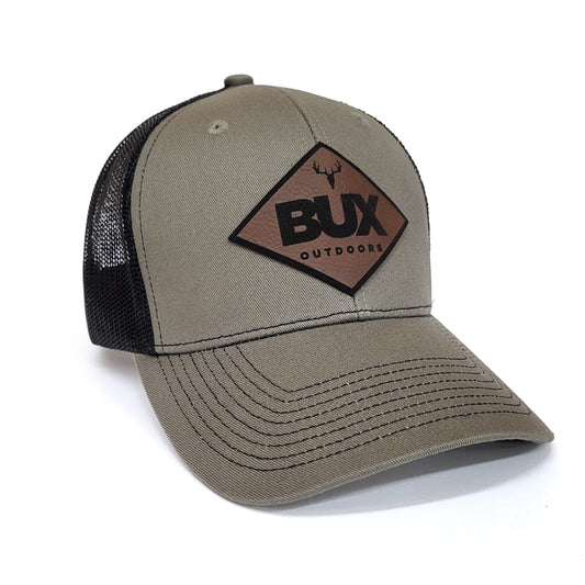 BUX Diamond Deer Leather Patch Hat - Olive/Black