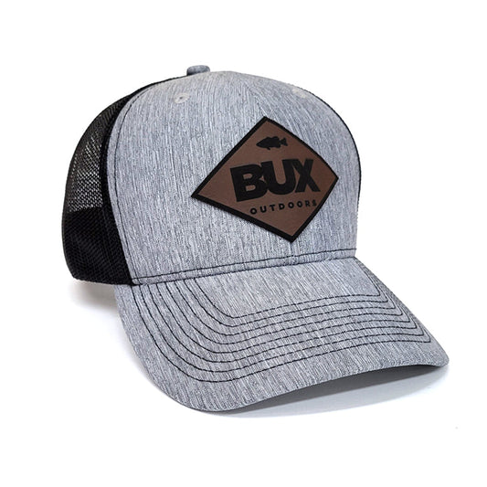 BUX Diamond Fish Leather Patch Hat - Grey/Black