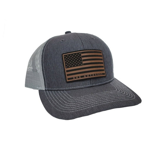 BUX Leather Flag Patch Hat - Charcoal/ Grey