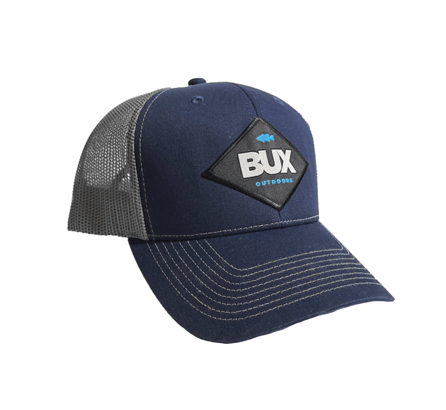 BUX Diamond Fish Patch Hat - Navy/Grey